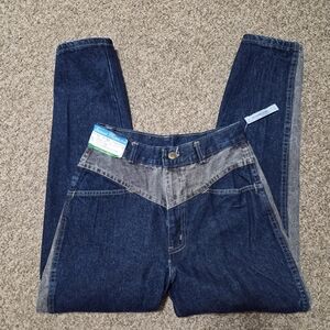 VTG 80’s Chic Sunset Blues Two Tone High Rise Jeans‎ Stripper Jean Size 26 NWT